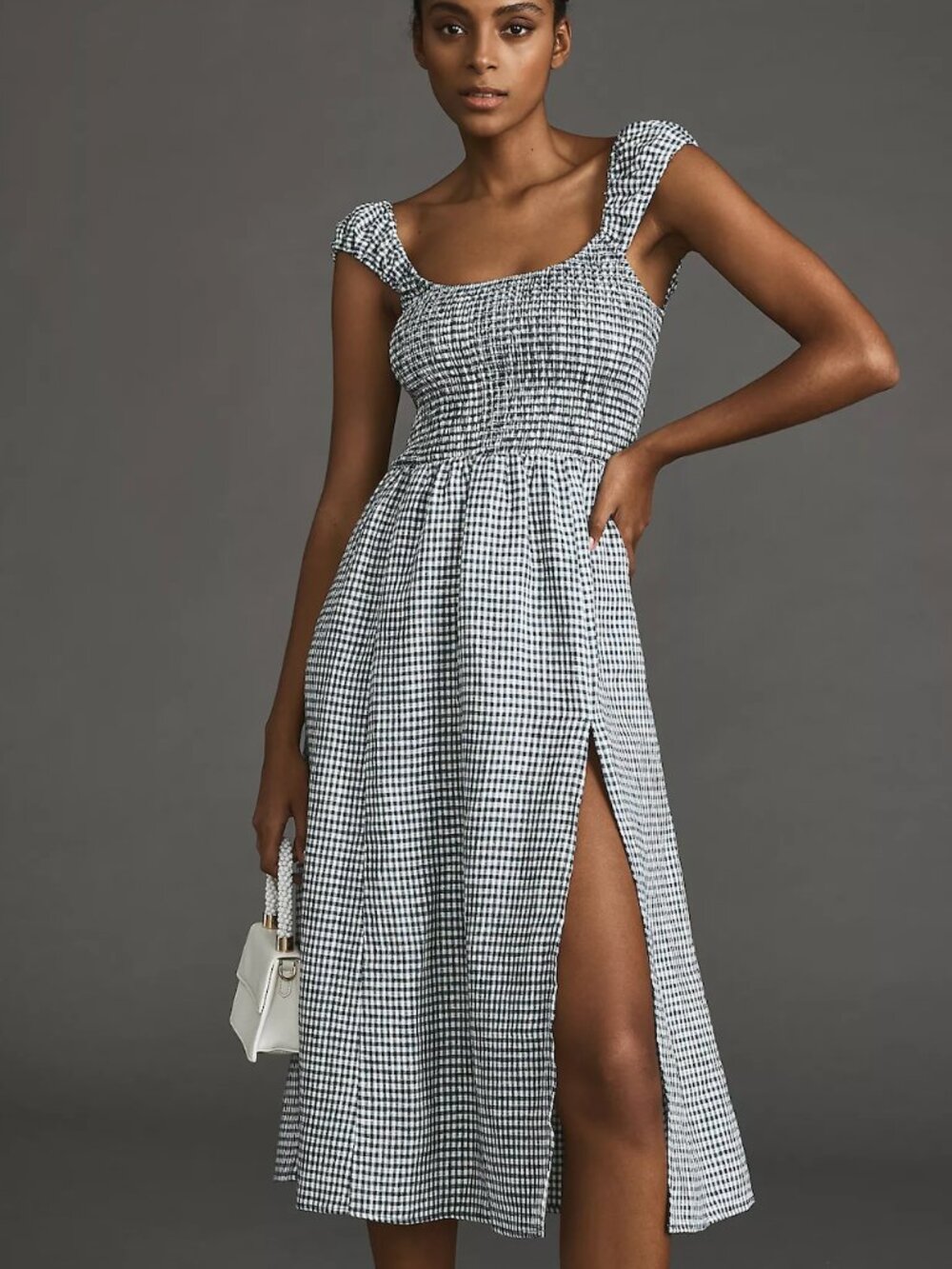Reformation Tavi Linen Dress Medium Blue Gingham